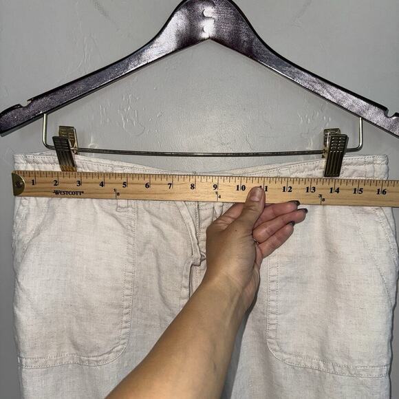 Lizwear By Liz Claiborne 100% Linen Cropped Pants Sz 12 Beige Cream Pockets - Picture 6 of 7